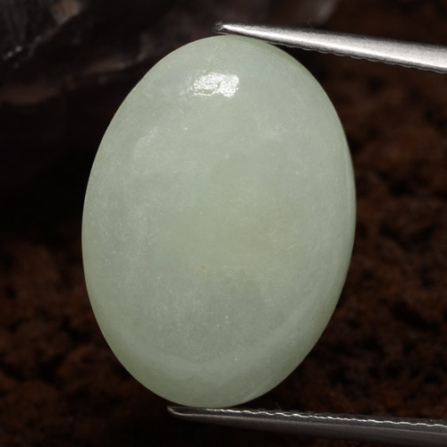 Giadeite Verde grigiastro naturale da 10.13 ct, Taglio ovale, Opaco
