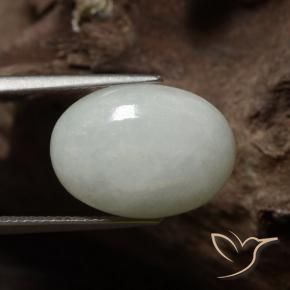 Giadeite Verde chiaro Bianco naturale da 11.38 ct, Ovale, Opaco