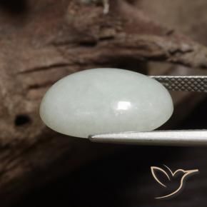 Giadeite Verde chiaro Bianco naturale da 11.38 ct, Ovale, Opaco