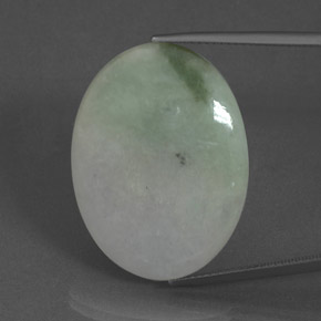 Giadeite naturale verde da 34,38 ct, taglio ovale, traslucido