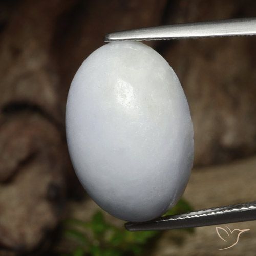 18.41ct Naturale Bianco grigio Giadeite, Ovale, Traslucido