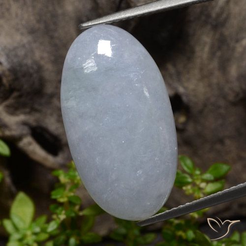 13.30ct Naturale Grigio bluastro chiaro Giadeite, Ovale, Opaco