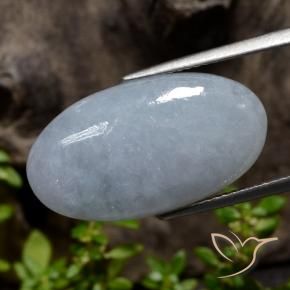 Giadeite Grigio bluastro chiaro naturale da 13.30 ct, Ovale, Opaco