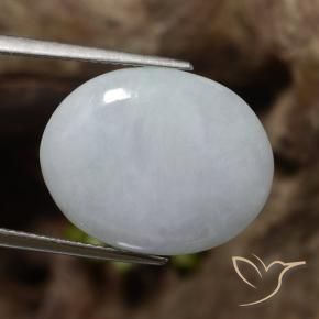 Giadeite Grigio chiaro naturale da 12.74 ct, Ovale, Traslucido