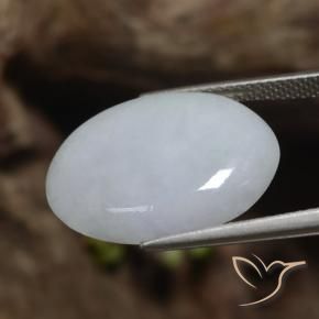 Giadeite Grigio chiaro naturale da 12.74 ct, Ovale, Traslucido