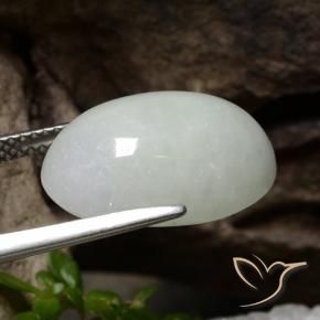 Giadeite Grigio chiaro naturale da 12.48 ct, Ovale, Traslucido