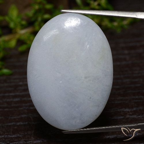 36.65ct Naturale Grigio bluastro chiaro Giadeite, Ovale, Opaco