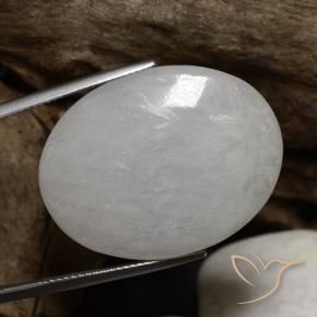 Giadeite naturale bianco da 42,87 ct, taglio ovale, traslucido