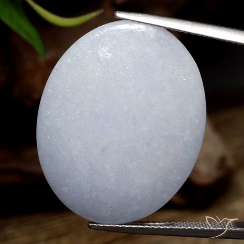 27.60ct Naturale Grigio bluastro chiaro Giadeite, Ovale, Opaco