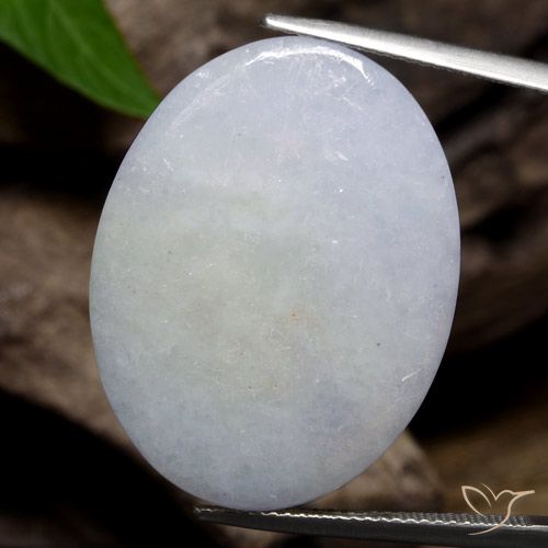 32.25ct Naturale Grigio bluastro chiaro Giadeite, Ovale, Opaco
