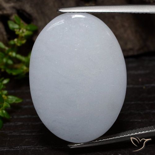 36.82ct Naturale Grigio bluastro chiaro Giadeite, Ovale, Opaco
