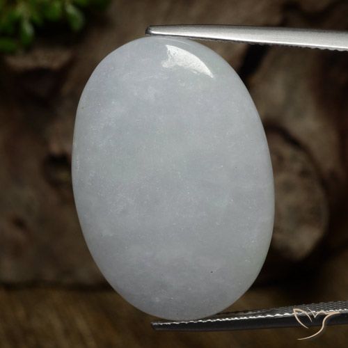32.57ct Naturale Grigio medio Giadeite, Ovale, Traslucido