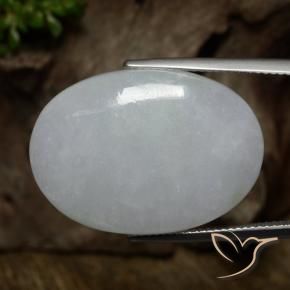 Giadeite Grigio medio naturale da 32.57 ct, Ovale, Traslucido