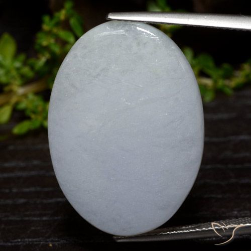 33.11ct Naturale Grigio chiaro Giadeite, Ovale, Opaco