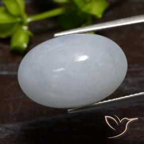 Giadeite Grigio chiaro naturale da 15.42 ct, Ovale, Traslucido
