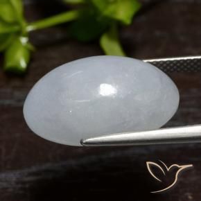Giadeite Grigio chiaro naturale da 15.42 ct, Ovale, Traslucido