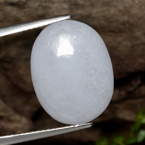 Giadeite Bianco grigio naturale da 12.21 ct, Taglio ovale, Traslucido