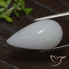 Giadeite Bianco grigio naturale da 18.10 ct, Forma a pera, Traslucido