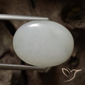 Giadeite Bianco grigio naturale da 10.20 ct, Ovale, Traslucido