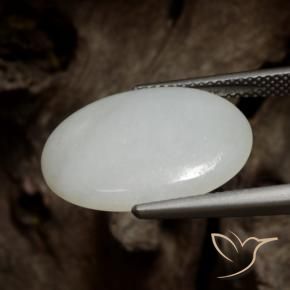 Giadeite Bianco grigio naturale da 10.20 ct, Ovale, Traslucido