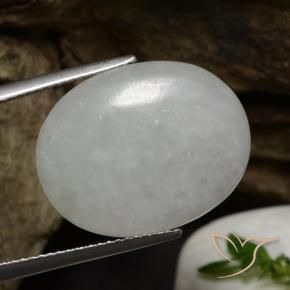 Giadeite Bianco grigio naturale da 11.79 ct, Ovale, Traslucido