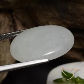 Giadeite Bianco grigio naturale da 11.79 ct, Ovale, Traslucido