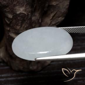 Giadeite Bianco grigio naturale da 19.93 ct, Ovale, Traslucido