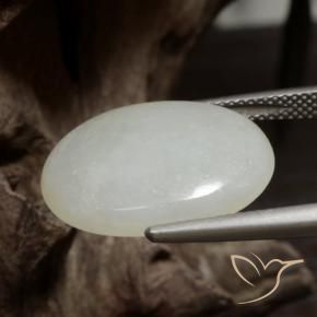 Giadeite Verde chiaro Bianco naturale da 12.51 ct, Ovale, Traslucido