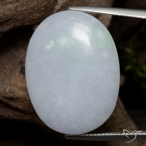 30.21ct Naturale Grigio chiaro Giadeite, Ovale, Traslucido