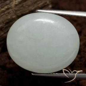 Giadeite Verde grigiastro naturale da 14.79 ct, Ovale, Traslucido