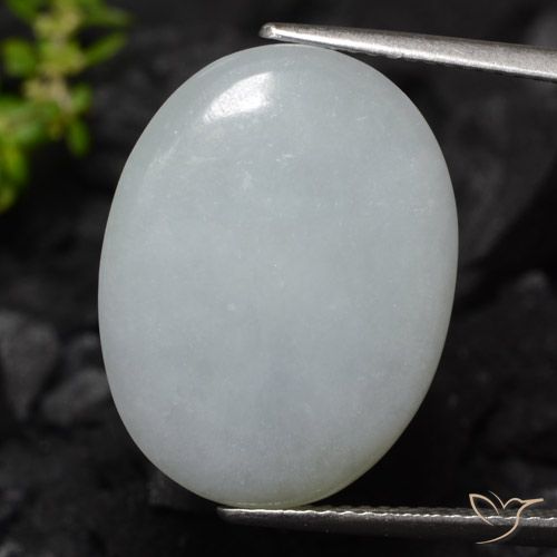 12.63ct Naturale Grigio chiaro Giadeite, Ovale, Traslucido