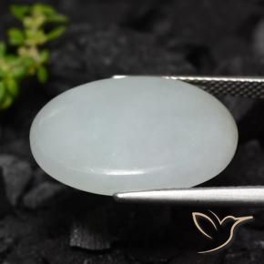 Giadeite Grigio chiaro naturale da 12.63 ct, Ovale, Traslucido