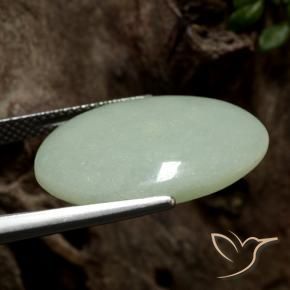 Giadeite Verde nocciola chiaro naturale da 11.48 ct, Ovale, Traslucido