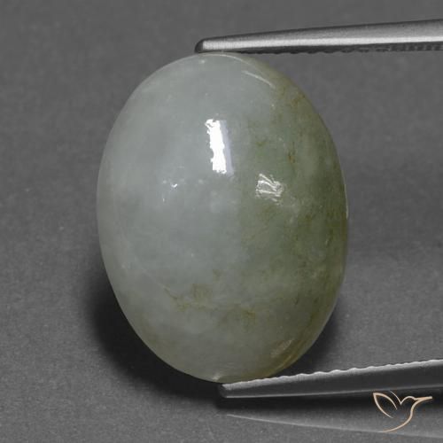Giadeite Bianco Verde naturale da 9.86 ct, Taglio ovale, Traslucido