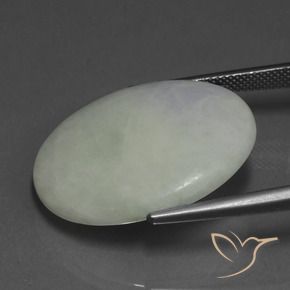 Giadeite Verde grigiastro naturale da 28.99 ct, Ovale, Traslucido