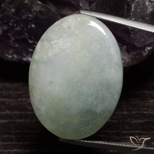 37.66ct Naturale Grigio verde Giadeite, Ovale, Traslucido