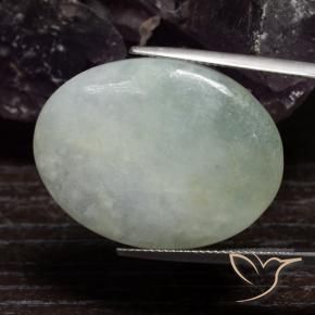 Giadeite Grigio verde naturale da 37.66 ct, Ovale, Traslucido