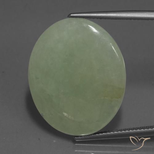 23.21ct Naturale Verde marroncino Giadeite, Ovale, Traslucido