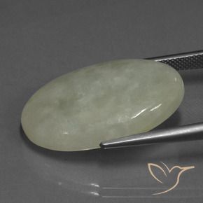 Giadeite Verde chiaro caldo naturale da 31.57 ct, Ovale, Traslucido