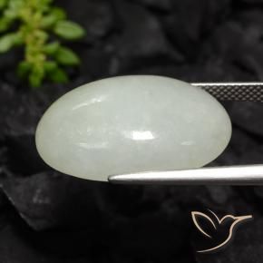 Giadeite Bianco verdastro pallido naturale da 21.95 ct, Ovale, Traslucido