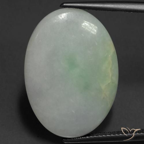 Giadeite Grigio verde naturale da 22.43 ct, Ovale, Traslucido