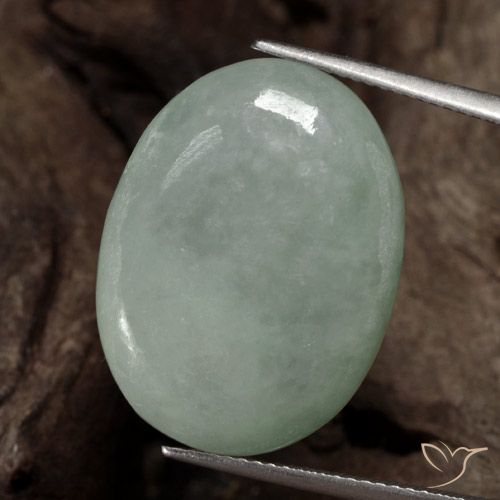 Giadeite Verde grigiastro naturale da 25.64 ct, Ovale, Traslucido