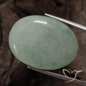Giadeite Verde grigiastro naturale da 25.64 ct, Ovale, Traslucido