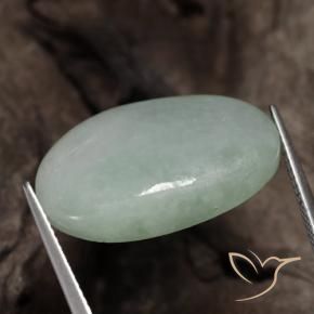Giadeite Verde grigiastro naturale da 25.64 ct, Ovale, Traslucido