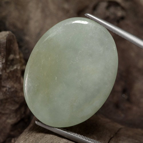 Giadeite Verde grigiastro naturale da 37.62 ct, Taglio ovale, Traslucido