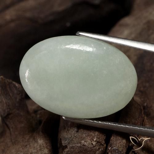 Giadeite Grigio verde naturale da 11.60 ct, Ovale, Traslucido