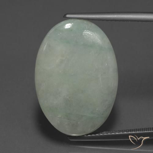 20.92ct Naturale Grigio verde Giadeite, Ovale, Traslucido