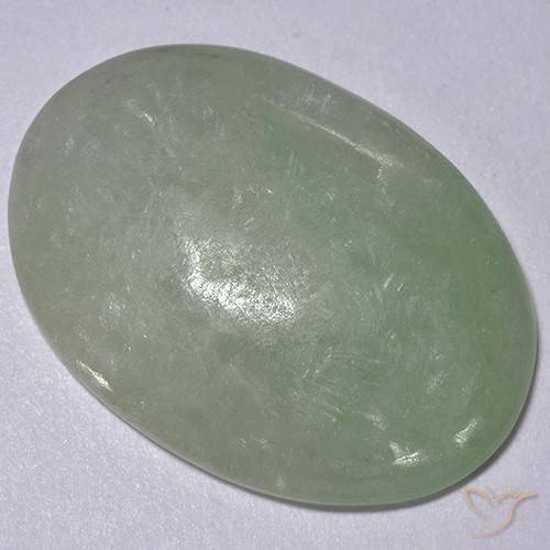 Giadeite Verde muschio grigiastro naturale da 11.77 ct, Ovale, Traslucido