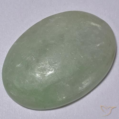 Giadeite Verde muschio grigiastro naturale da 11.77 ct, Ovale, Traslucido