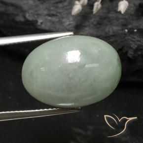 Giadeite Verde muschio naturale da 15.21 ct, Ovale, Traslucido